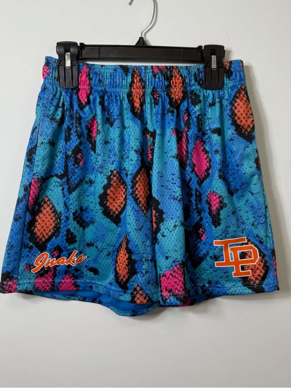 Inaka Power XL Mesh Gym Shorts Snakeskin Python Blue Pink Orange Vibrant